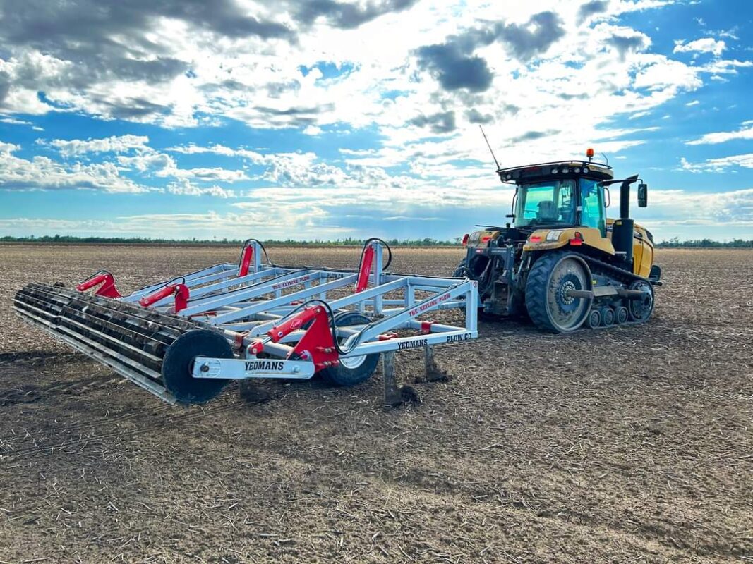 Yeomans keyline plow with crumble roller and wombat point shanks